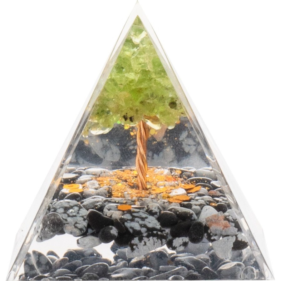 Pyramide Orgonite de protection en résine et pierre naturelle - qua...
