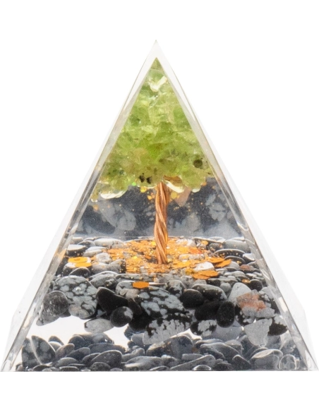 Pyramide Orgonite de protection en résine et pierre naturelle - qua...