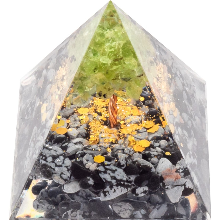 Pyramide Orgonite de protection en résine et pierre naturelle - qua...