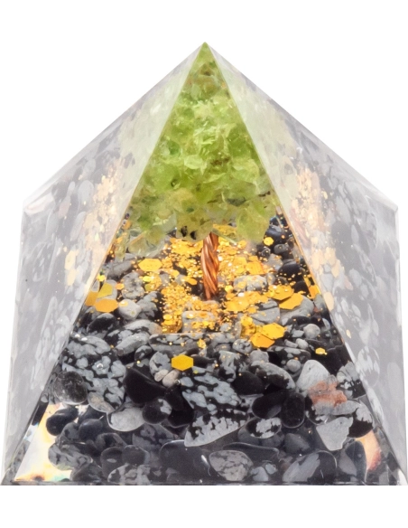 Pyramide Orgonite de protection en résine et pierre naturelle - qua...