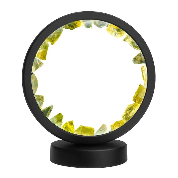 Lampe pierres naturelles Angelight - support noir - Citrine - diamètre 18cm