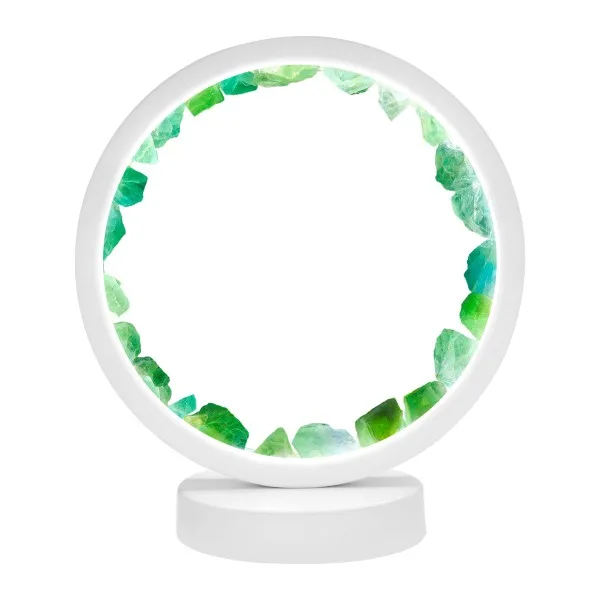 Lampe pierres naturelles Angelight - support blanc - fluorine - diamètre 18cm
