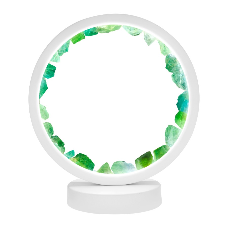 Lampe pierres naturelles Angelight - support blanc - fluorine - diamètre 18cm