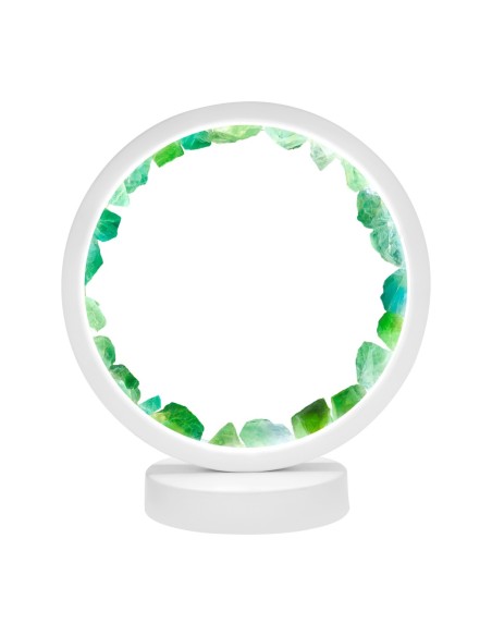 Lampe pierres naturelles Angelight - support blanc - fluorine - diamètre 18cm
