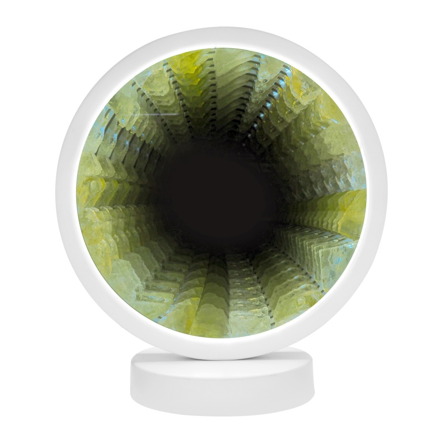 Lampe pierres naturelles Angelight - support blanc - Citrine - miroir plexiglass - diamètre 18cm