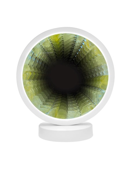 Lampe pierres naturelles Angelight - support blanc - Citrine - miroir plexiglass - diamètre 18cm
