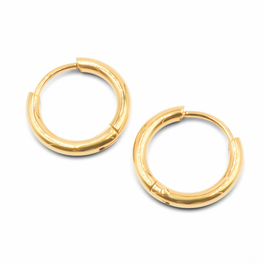 Créoles acier PVD doré - diamètre intérieur 10mm