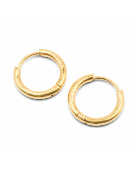 Créoles acier PVD doré - diamètre intérieur 10mm