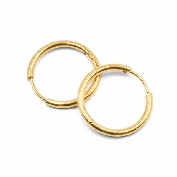 Créoles acier PVD doré - diamètre intérieur 15mm