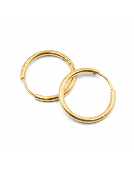 Créoles acier PVD doré - diamètre intérieur 15mm