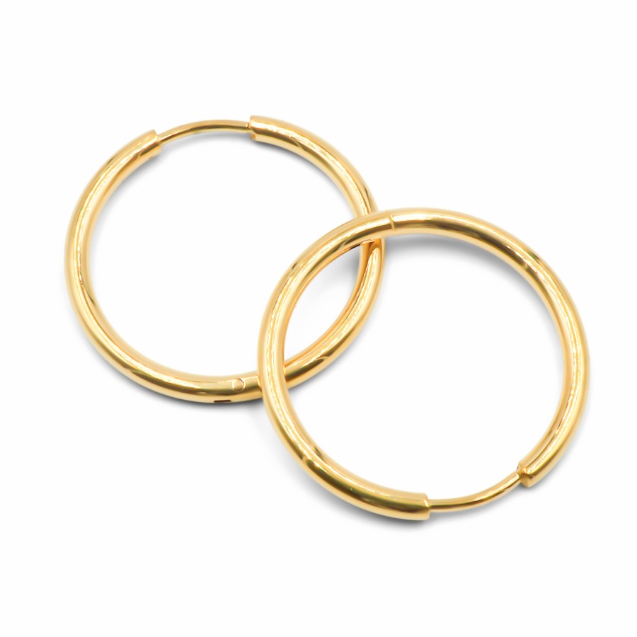 Créoles acier PVD doré - diamètre intérieur 20mm