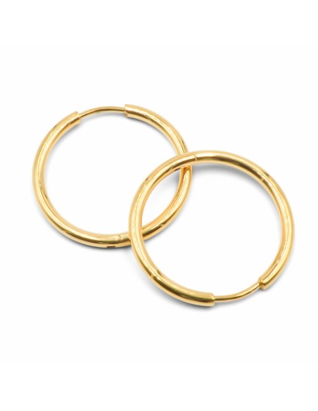 Créoles acier PVD doré - diamètre intérieur 20mm
