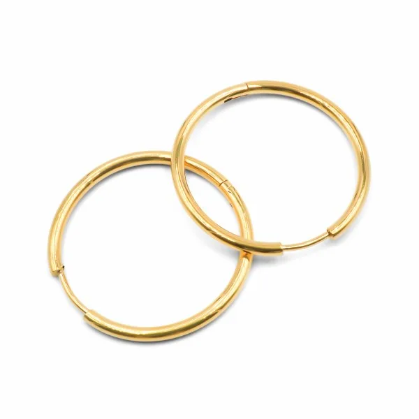 Créoles acier PVD doré - diamètre intérieur 25mm