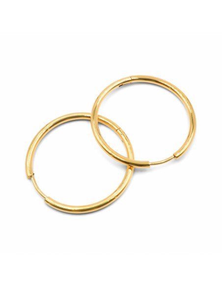 Créoles acier PVD doré - diamètre intérieur 25mm