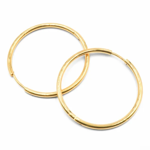 Créoles acier PVD doré - diamètre intérieur 30mm
