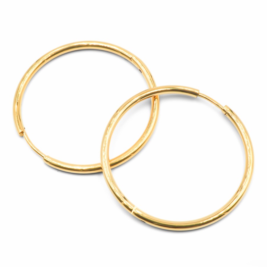 Créoles acier PVD doré - diamètre intérieur 30mm