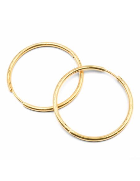Créoles acier PVD doré - diamètre intérieur 30mm