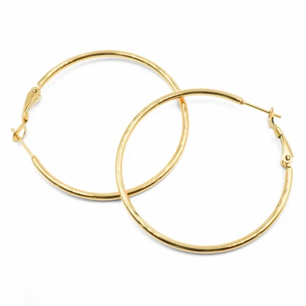 Créoles acier PVD doré - diamètre intérieur 40mm