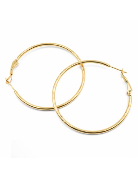 Créoles acier PVD doré - diamètre intérieur 40mm