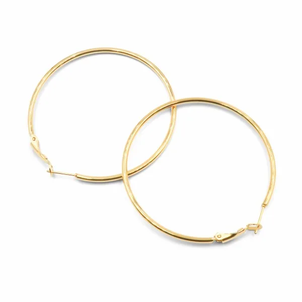 Créoles acier PVD doré - diamètre intérieur 50mm