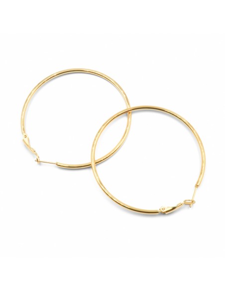 Créoles acier PVD doré - diamètre intérieur 50mm