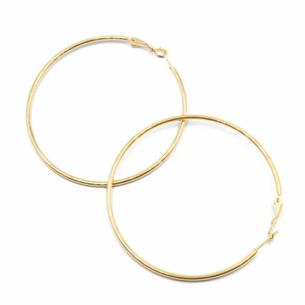 Créoles acier PVD doré - diamètre intérieur 60mm