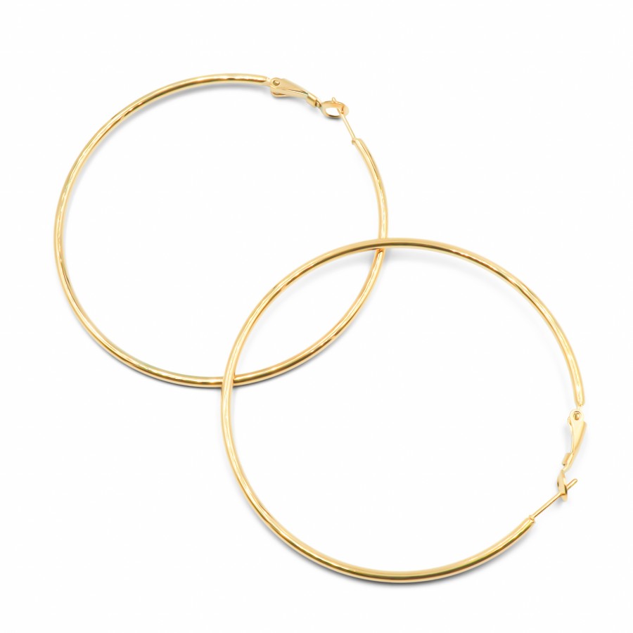 Créoles acier PVD doré - diamètre intérieur 60mm