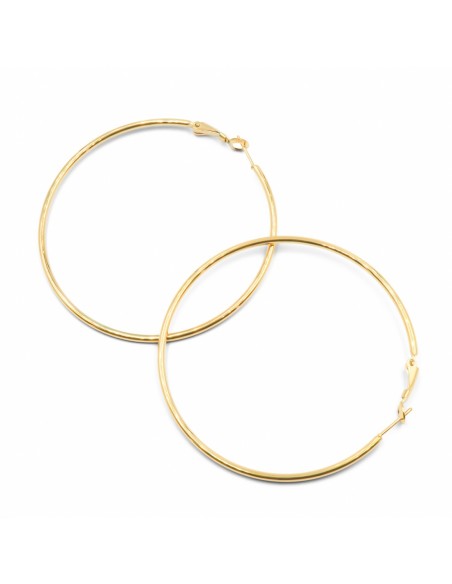 Créoles acier PVD doré - diamètre intérieur 60mm