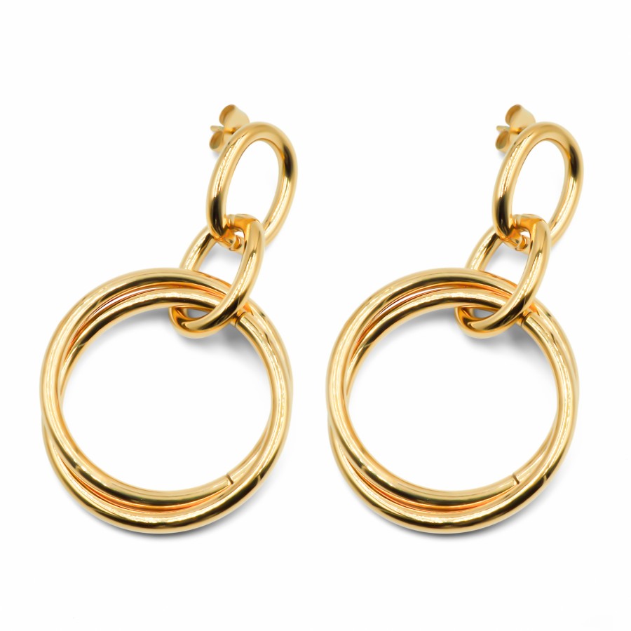 Boucles d'oreille acier PVD doré - 49*29*3mm