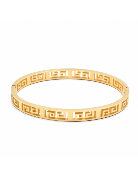 Jonc en acier PVD doré - largeur 6mm - fermoir - diam. Intérieur 60x55mm