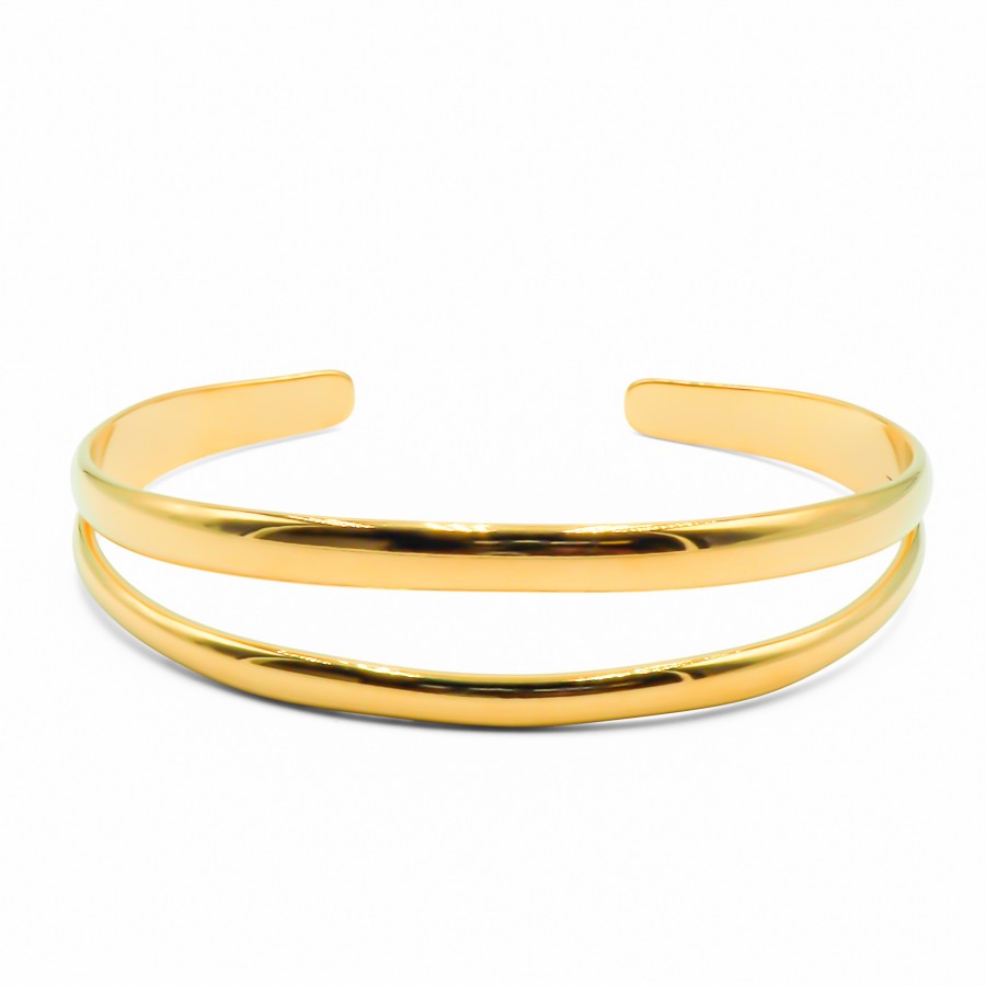 Jonc en acier PVD doré - largeur 15mm - diam. Intérieur 60x50mm