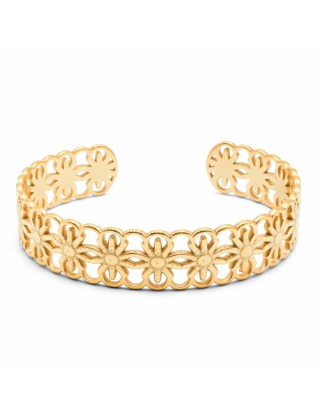 Jonc en acier PVD doré - largeur 14mm - diam. Intérieur 60x50mm