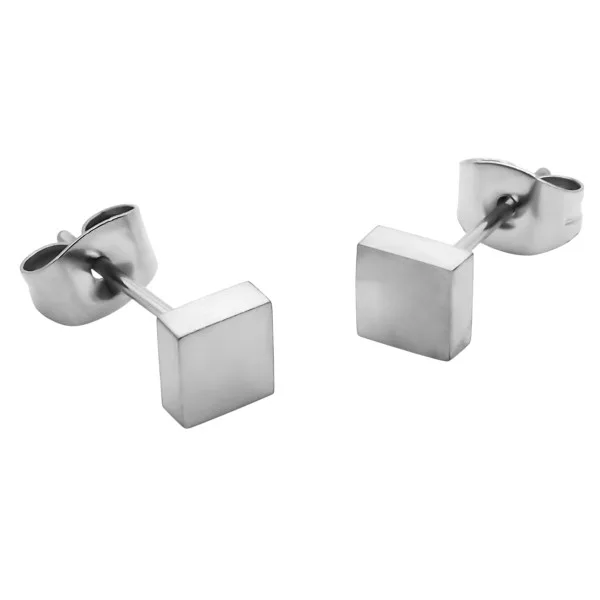 Boucles d'oreille acier carré - 5x5mm