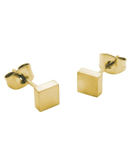 Boucles d'oreille acier carré - PVD Doré - 5x5mm