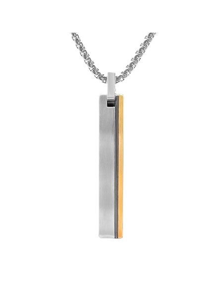 Collier acier 3 tons - pendentif 35x6mm - 45+10cm