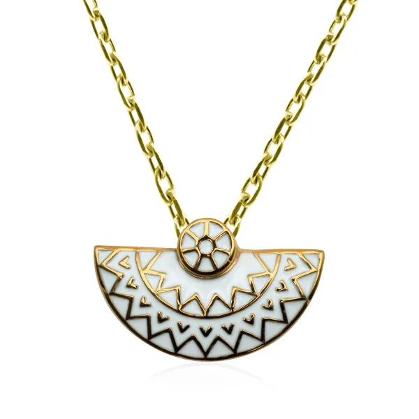 Collier acier PVD doré - email - 42+7cm