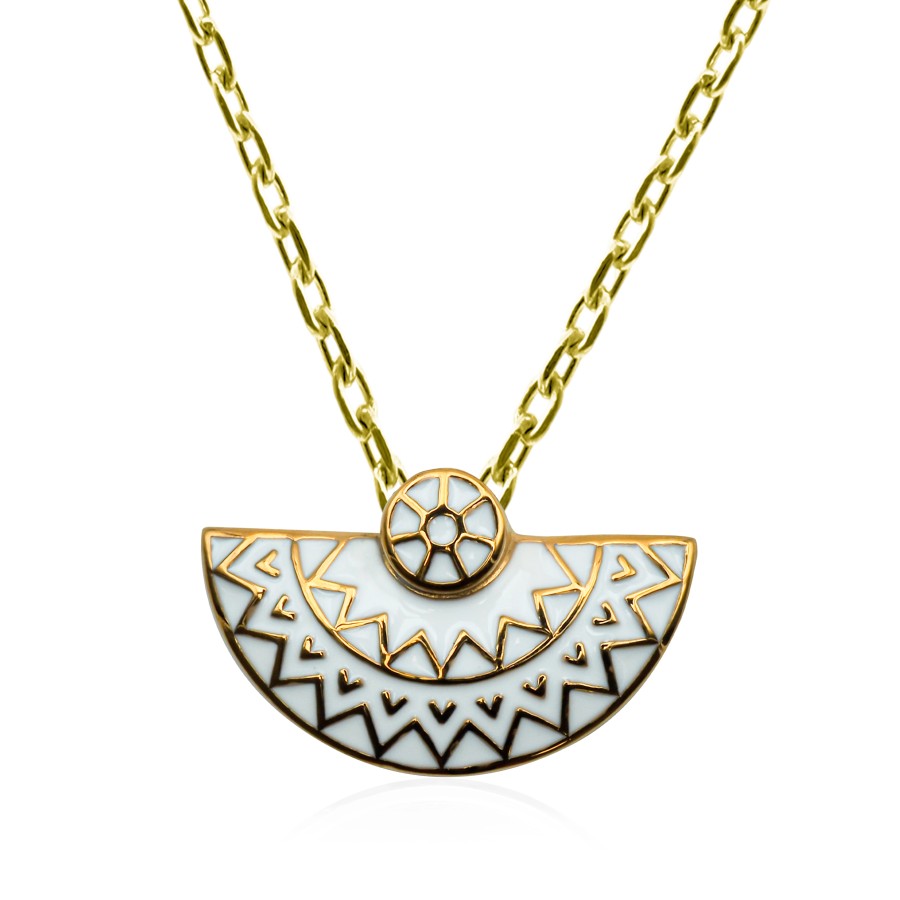 Collier acier PVD doré - email - 42+7cm