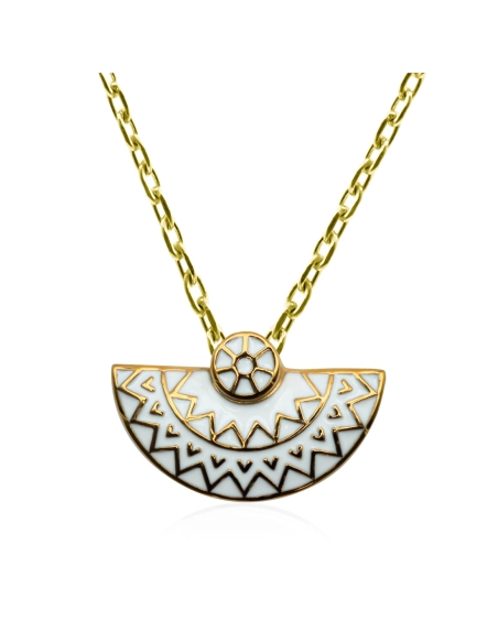 Collier acier PVD doré - email - 42+7cm