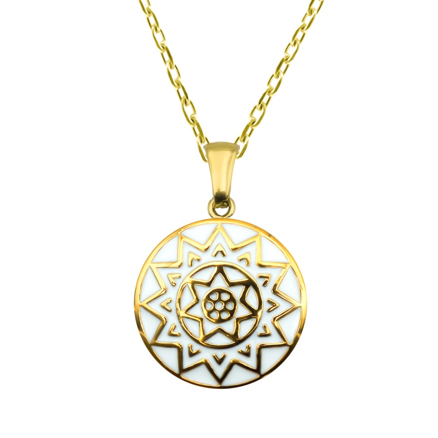 Collier acier PVD doré - email - 38+5cm