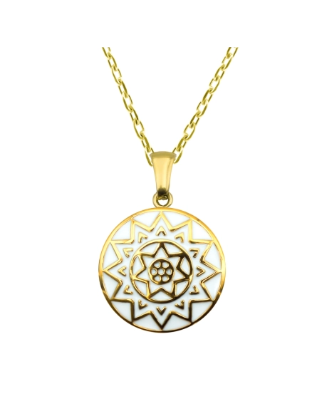 Collier acier PVD doré - email - 38+5cm