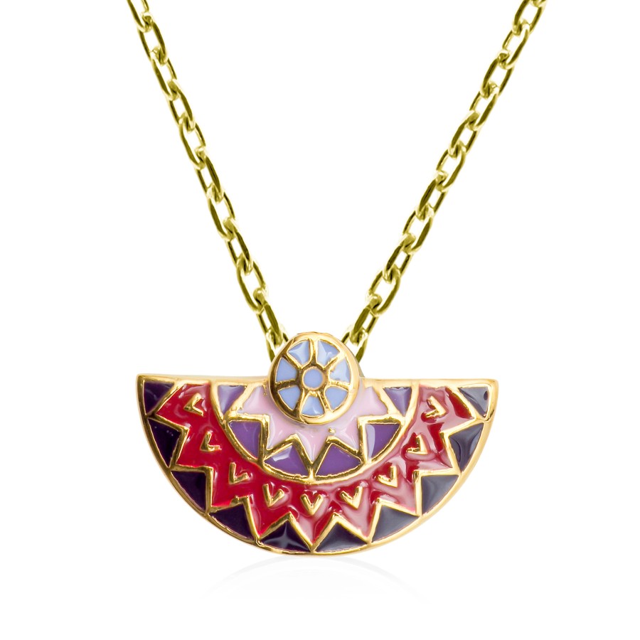 Collier acier PVD doré - email - 42+7cm