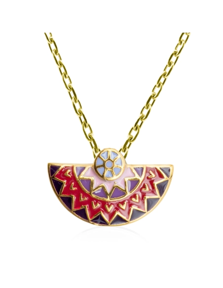 Collier acier PVD doré - email - 42+7cm