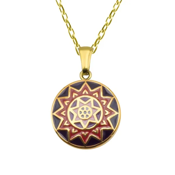 Collier acier PVD doré - email - 38+5cm