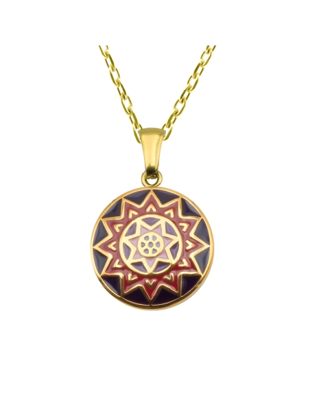 Collier acier PVD doré - email - 38+5cm