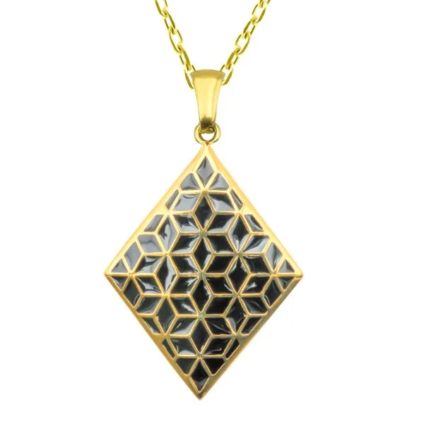 Collier acier PVD doré - email - 45+10cm