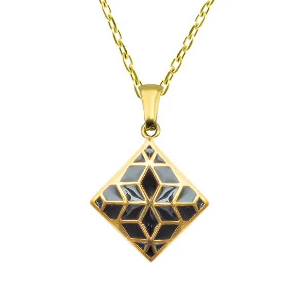 Collier acier PVD doré - email - 38+5cm