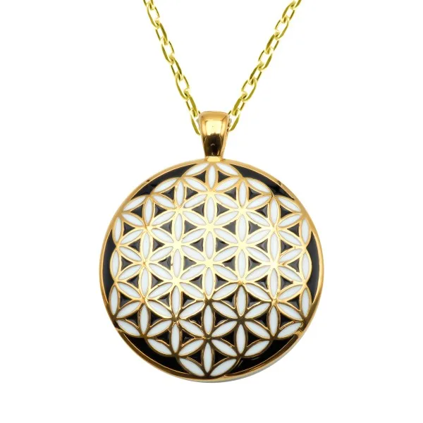 Collier acier PVD doré - email - 45+10cm