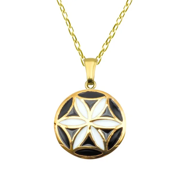 Collier acier PVD doré - email - 38+5cm