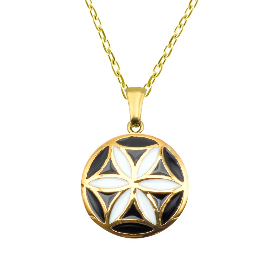 Collier acier PVD doré - email - 38+5cm