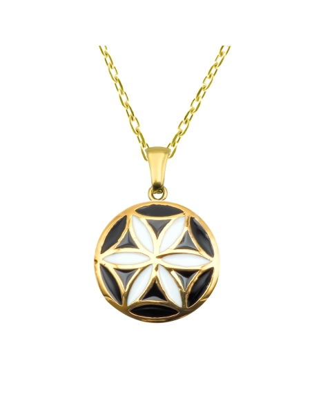 Collier acier PVD doré - email - 38+5cm